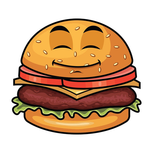 Happy looking hamburger emoticon. PNG - JPG and vector EPS file formats (infinitely scalable). Image isolated on transparent background.