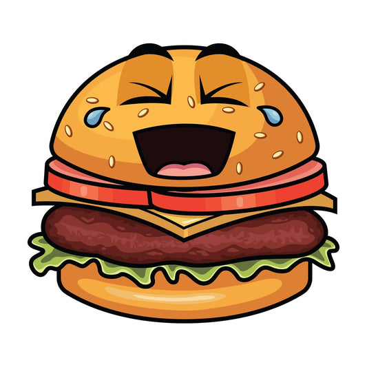 Laughing lol hamburger emoticon. PNG - JPG and vector EPS file formats (infinitely scalable). Image isolated on transparent background.