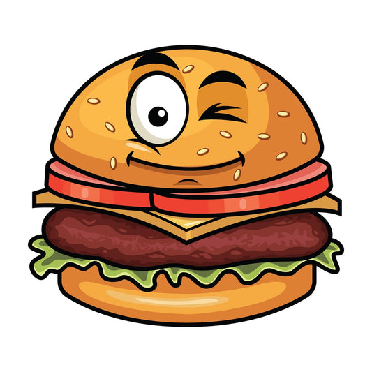 Winking hamburger emoticon. PNG - JPG and vector EPS file formats (infinitely scalable). Image isolated on transparent background.