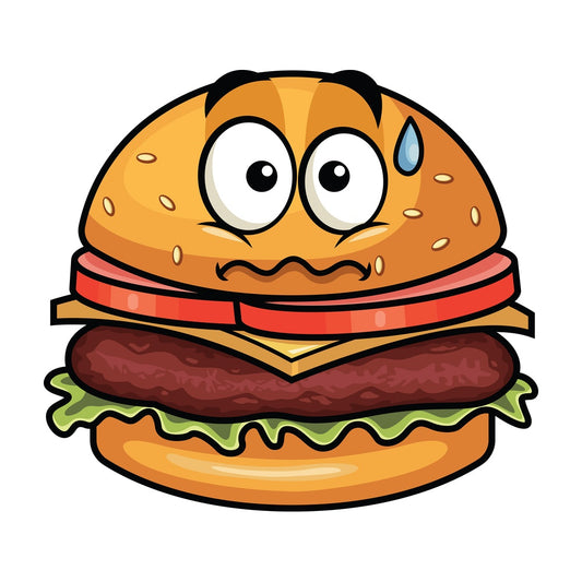 Nervous hamburger emoticon. PNG - JPG and vector EPS file formats (infinitely scalable). Image isolated on transparent background.