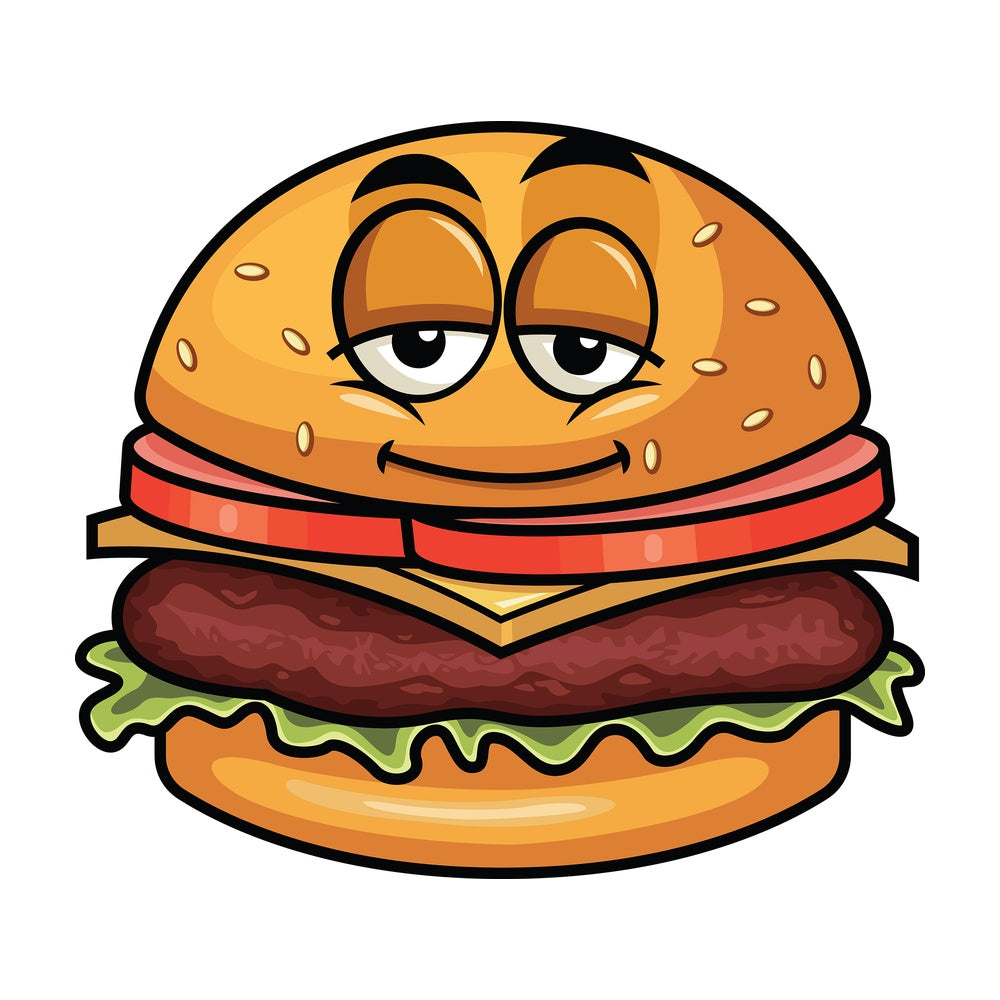 Sleepy hamburger emoticon. PNG - JPG and vector EPS file formats (infinitely scalable). Image isolated on transparent background.