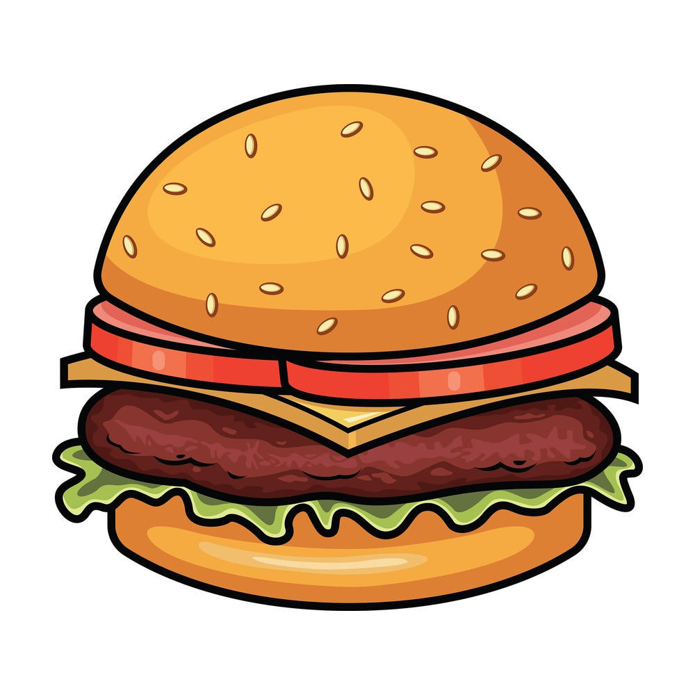 Hamburger with cheese and lettuce. PNG - JPG and vector EPS file formats (infinitely scalable). Images isolated on transparent background.