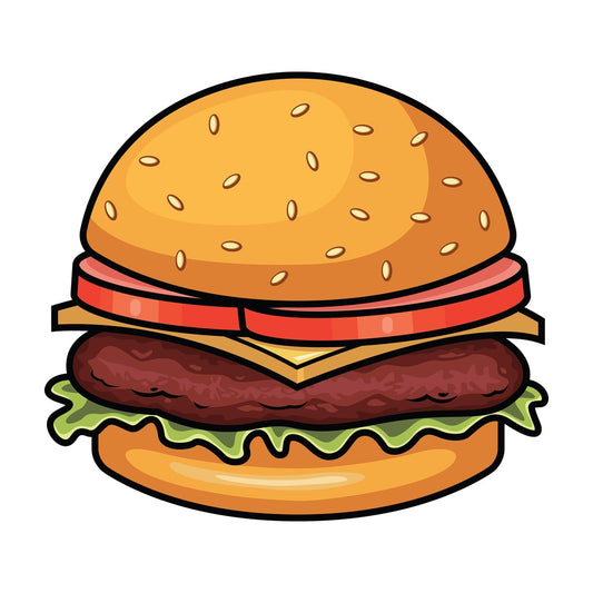 Hamburger with cheese and lettuce. PNG - JPG and vector EPS file formats (infinitely scalable). Images isolated on transparent background.