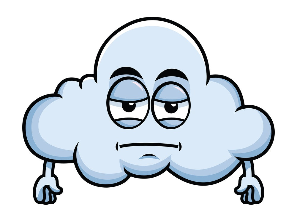 Heavy eyes cloud emoticon. PNG - JPG and vector EPS file formats (infinitely scalable). Image isolated on transparent background.