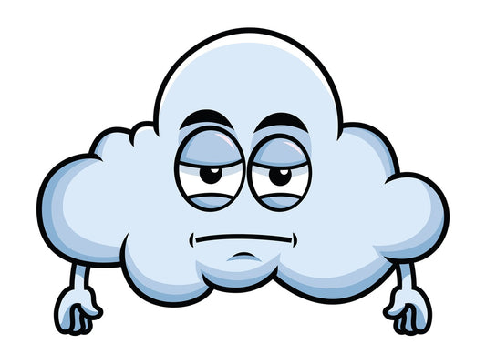 Heavy eyes cloud emoticon. PNG - JPG and vector EPS file formats (infinitely scalable). Image isolated on transparent background.
