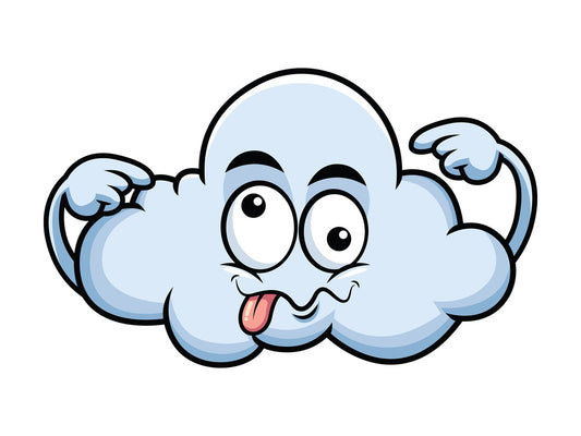 Goofy crazy eyes cloud emoticon. PNG - JPG and vector EPS file formats (infinitely scalable). Image isolated on transparent background.