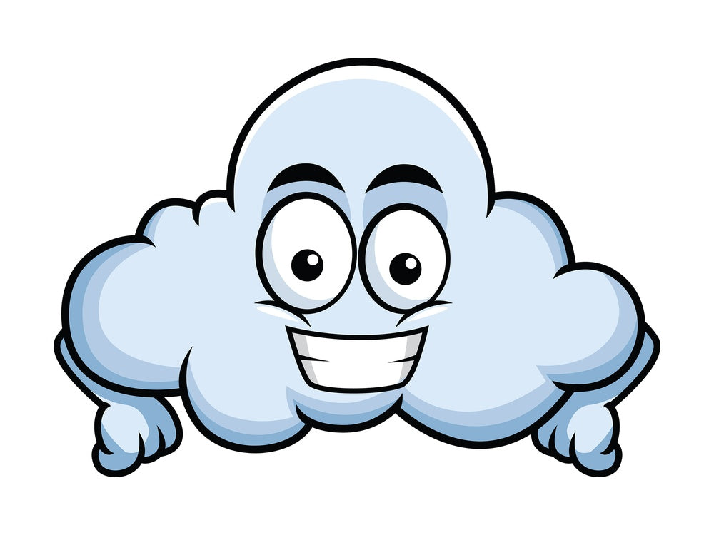 Grinning cloud emoticon. PNG - JPG and vector EPS file formats (infinitely scalable). Image isolated on transparent background.