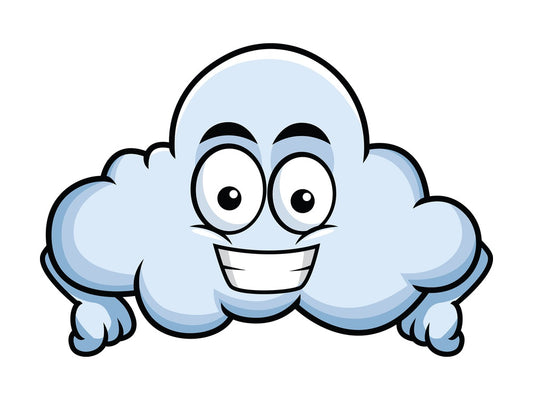 Grinning cloud emoticon. PNG - JPG and vector EPS file formats (infinitely scalable). Image isolated on transparent background.