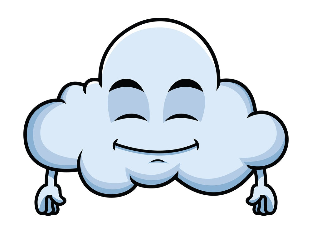 Happy looking cloud emoticon. PNG - JPG and vector EPS file formats (infinitely scalable). Image isolated on transparent background.