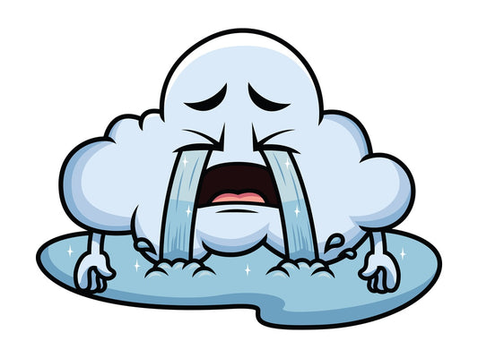 Crying with wailing tears cloud emoticon. PNG - JPG and vector EPS file formats (infinitely scalable). Image isolated on transparent background.