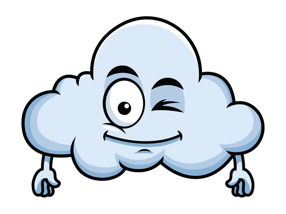 Winking cloud emoticon. PNG - JPG and vector EPS file formats (infinitely scalable). Image isolated on transparent background.