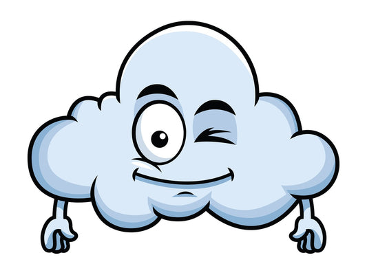 Winking cloud emoticon. PNG - JPG and vector EPS file formats (infinitely scalable). Image isolated on transparent background.