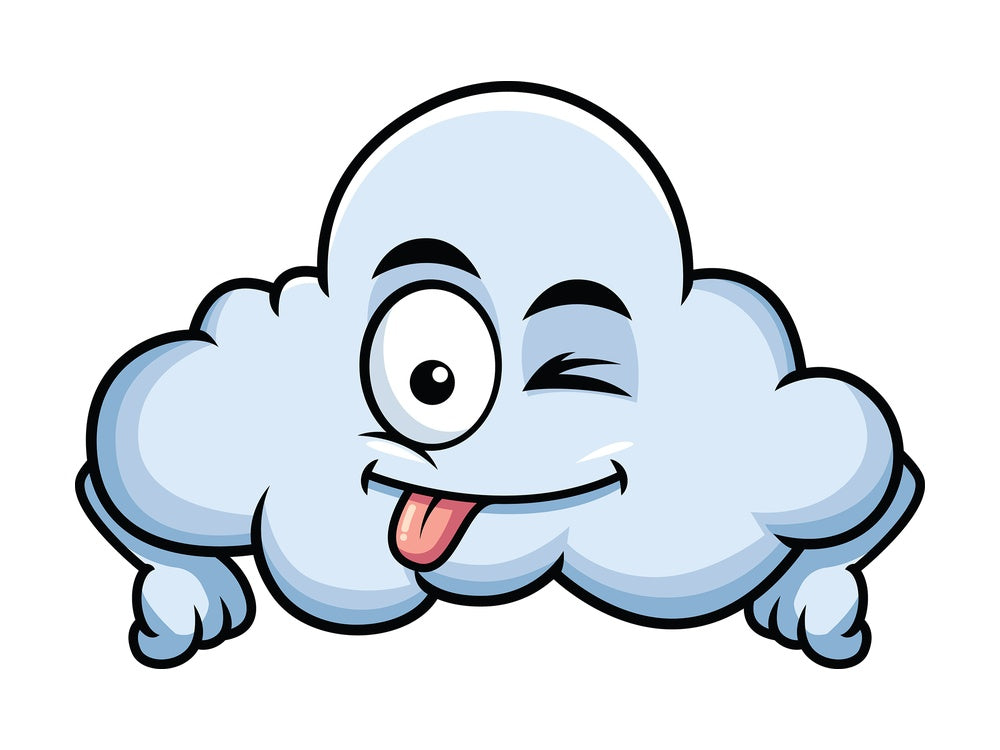 Winking tongue out cloud emoticon. PNG - JPG and vector EPS file formats (infinitely scalable). Image isolated on transparent background.