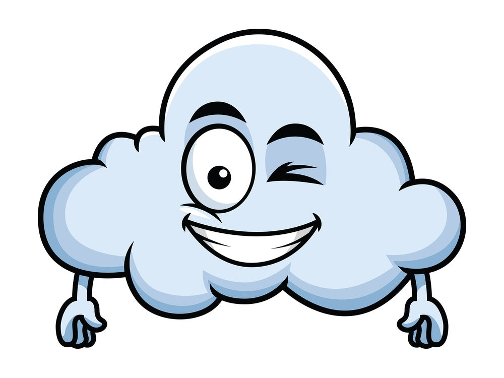 Winking and smiling cloud emoticon. PNG - JPG and vector EPS file formats (infinitely scalable). Image isolated on transparent background.