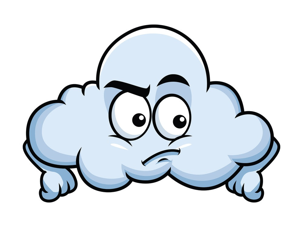 Irritated cloud emoticon. PNG - JPG and vector EPS file formats (infinitely scalable). Image isolated on transparent background.