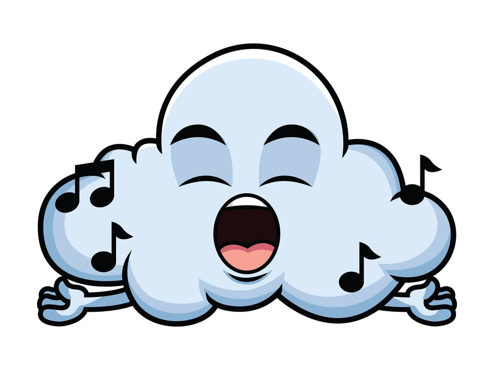 Singing cloud emoticon. PNG - JPG and vector EPS file formats (infinitely scalable). Image isolated on transparent background.