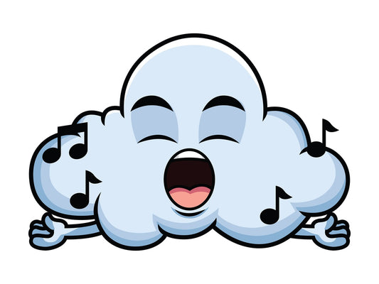Singing cloud emoticon. PNG - JPG and vector EPS file formats (infinitely scalable). Image isolated on transparent background.