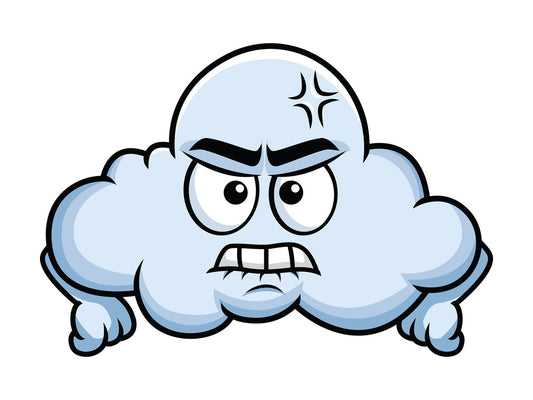 Angry cloud emoticon. PNG - JPG and vector EPS file formats (infinitely scalable). Image isolated on transparent background.
