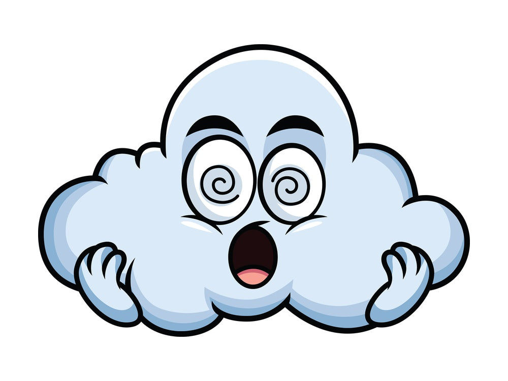 Stunned cloud emoticon. PNG - JPG and vector EPS file formats (infinitely scalable). Image isolated on transparent background.