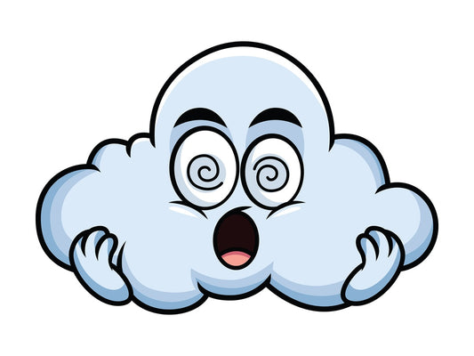 Stunned cloud emoticon. PNG - JPG and vector EPS file formats (infinitely scalable). Image isolated on transparent background.
