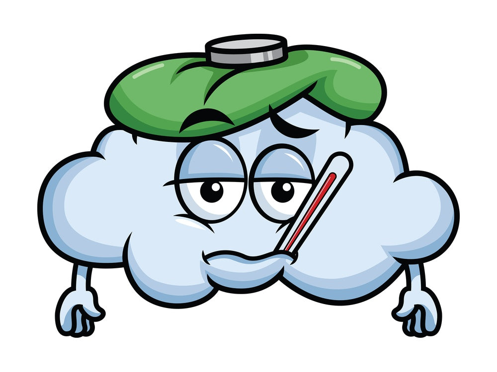 Feverish sick cloud emoticon. PNG - JPG and vector EPS file formats (infinitely scalable). Image isolated on transparent background.
