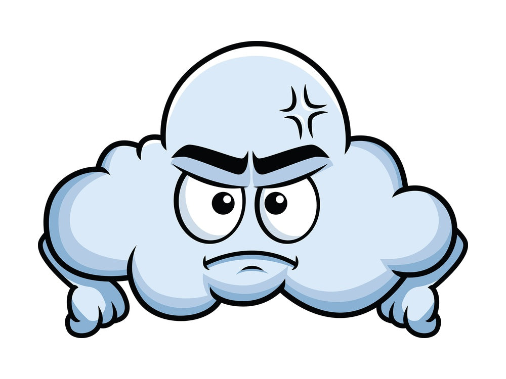 Annoyed cloud emoticon. PNG - JPG and vector EPS file formats (infinitely scalable). Image isolated on transparent background.