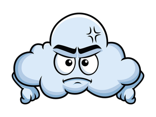 Annoyed cloud emoticon. PNG - JPG and vector EPS file formats (infinitely scalable). Image isolated on transparent background.