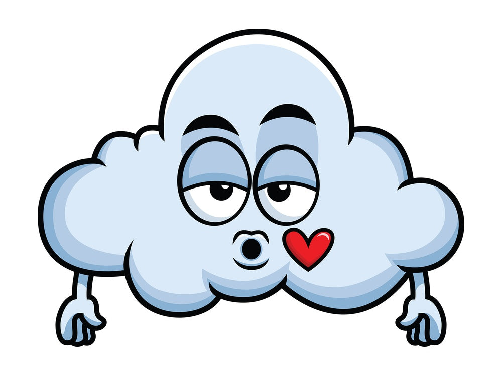 Cloud blowing a kiss emoticon. PNG - JPG and vector EPS file formats (infinitely scalable). Image isolated on transparent background.
