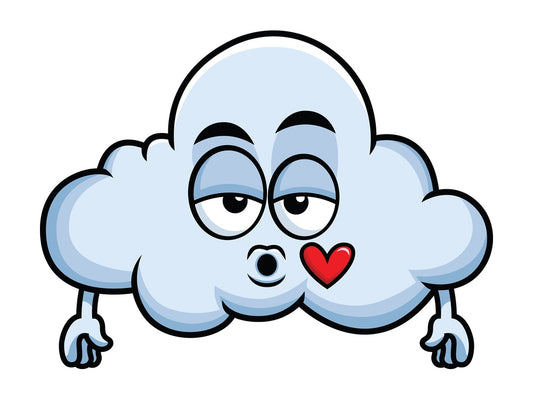 Cloud blowing a kiss emoticon. PNG - JPG and vector EPS file formats (infinitely scalable). Image isolated on transparent background.