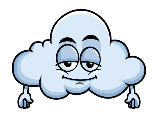 Sleepy cloud emoticon. PNG - JPG and vector EPS file formats (infinitely scalable). Image isolated on transparent background.