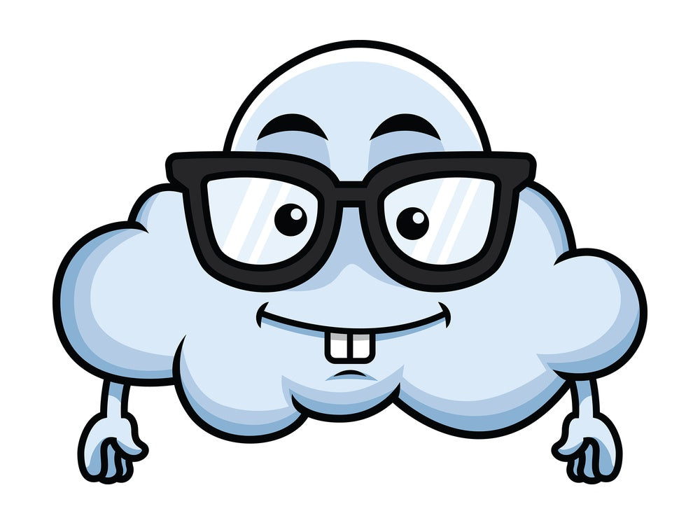 Nerdy cloud emoticon. PNG - JPG and vector EPS file formats (infinitely scalable). Image isolated on transparent background.