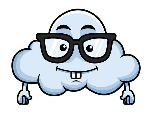 Nerdy cloud emoticon. PNG - JPG and vector EPS file formats (infinitely scalable). Image isolated on transparent background.