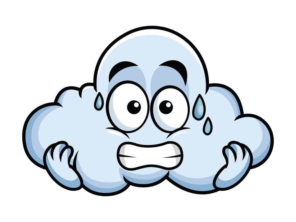 Sweating cloud emoticon. PNG - JPG and vector EPS file formats (infinitely scalable). Image isolated on transparent background.