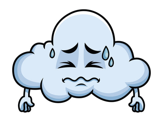 In Pain Cloud Emoticon. PNG - JPG and vector EPS file formats (infinitely scalable). Image isolated on transparent background.