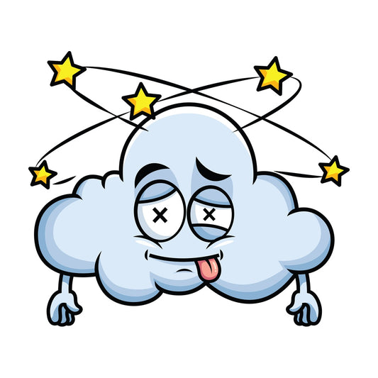 Beaten up cloud emoticon. PNG - JPG and vector EPS file formats (infinitely scalable). Image isolated on transparent background.