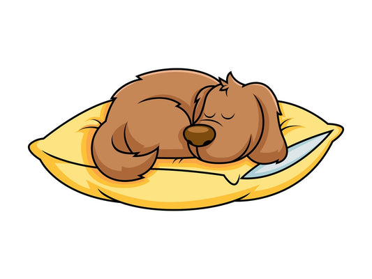 Dog cartoon sleeping on pillow. PNG - JPG and vector EPS file formats (infinitely scalable). Image isolated on transparent background.