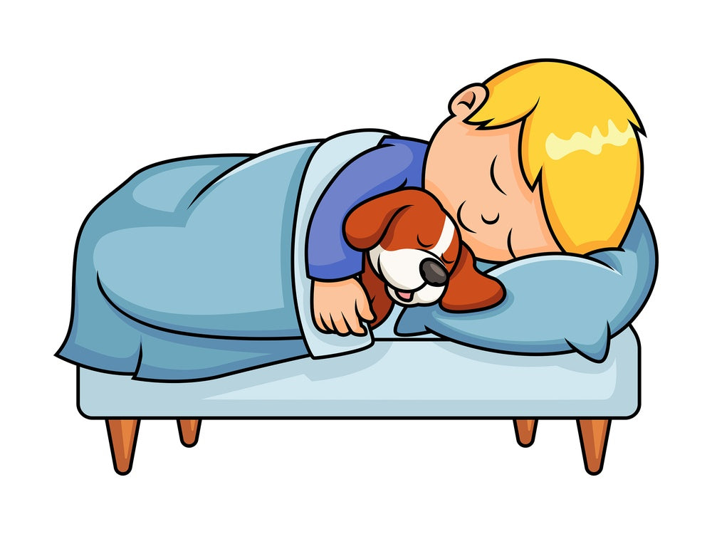 Kid sleeping together with dog. PNG - JPG and vector EPS file formats (infinitely scalable). Image isolated on transparent background.