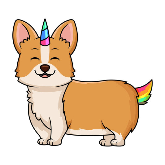 Corgi dog unicorn Corgicorn. PNG - JPG and vector EPS file formats (infinitely scalable). Image isolated on transparent background.