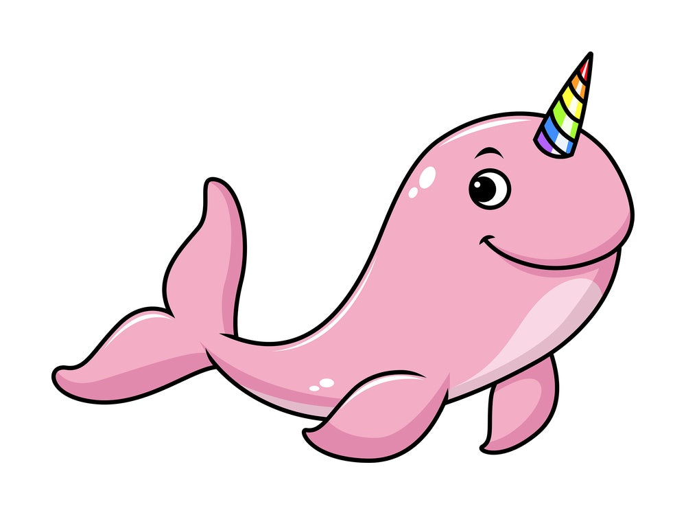 Whale unicorn. PNG - JPG and vector EPS file formats (infinitely scalable). Image isolated on transparent background.