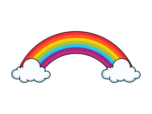 Long rainbow with cloud bases. PNG - JPG and vector EPS file formats (infinitely scalable). Image isolated on transparent background.