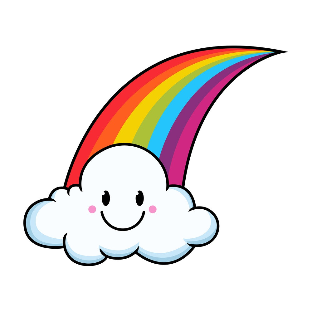 Kawaii rainbow single cloud. PNG - JPG and vector EPS file formats (infinitely scalable). Image isolated on transparent background.