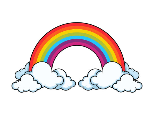 Tall rainbow in the clouds. PNG - JPG and vector EPS file formats (infinitely scalable). Image isolated on transparent background.