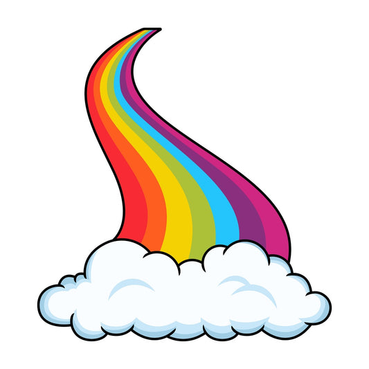 Curvy rainbow behind cloud. PNG - JPG and vector EPS file formats (infinitely scalable). Image isolated on transparent background.