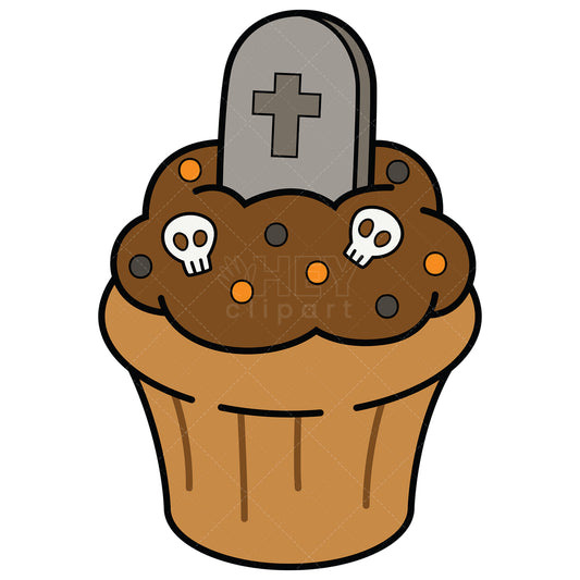 Royalty-free vector illustration of a halloween cupcake.