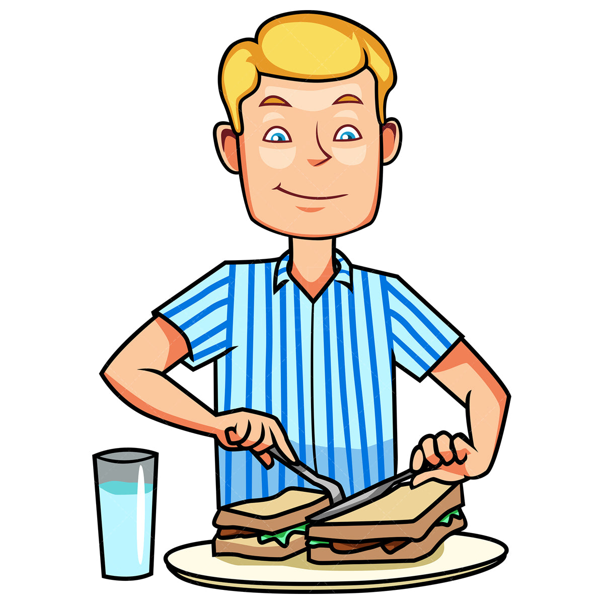 Royalty-free stock vector illustration of a man eating breakfast.