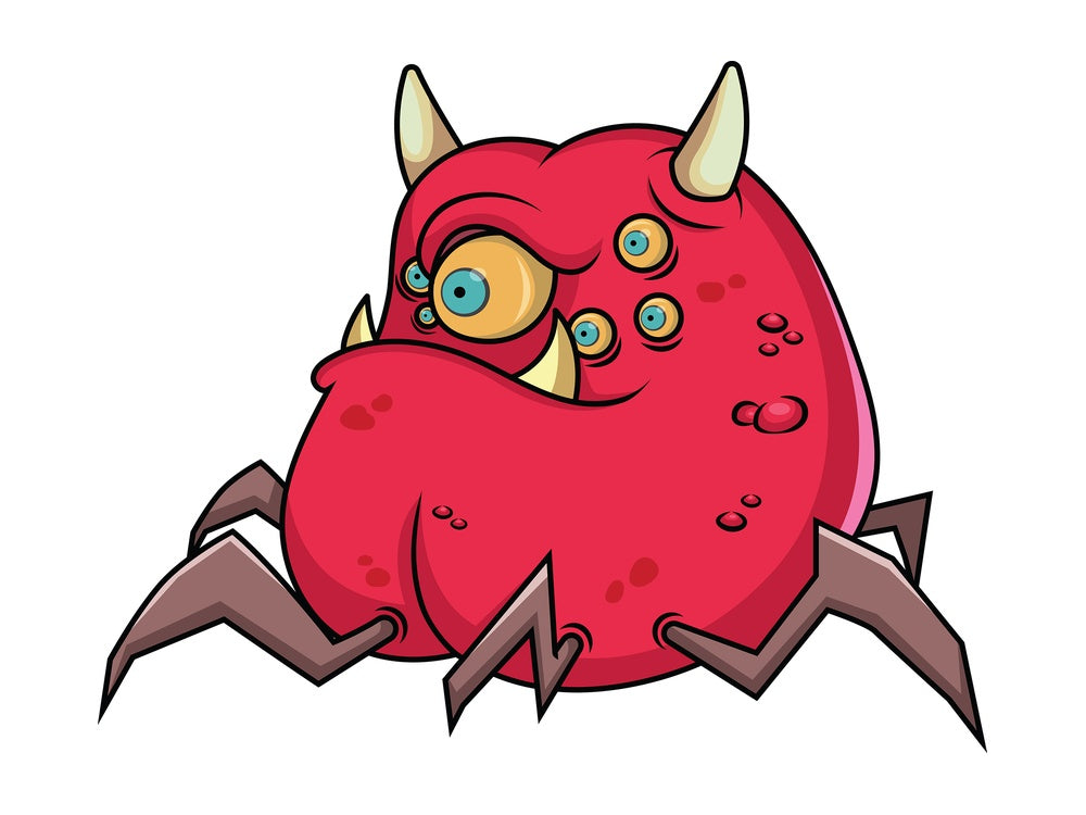 Scary monster with lots of eyes. PNG - JPG and vector EPS (infinitely scalable). Image isolated on transparent background.