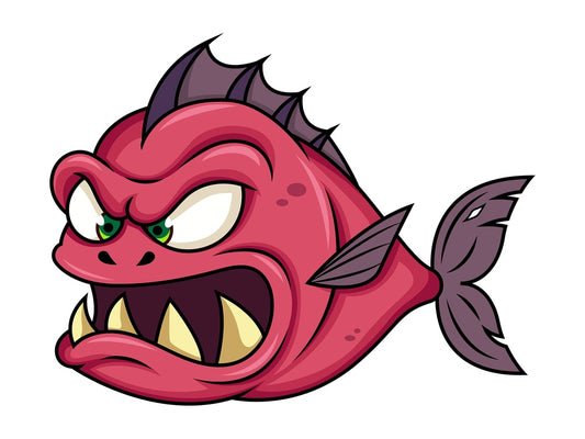 Evil piranha fish monster. PNG - JPG and vector EPS (infinitely scalable). Image isolated on transparent background.