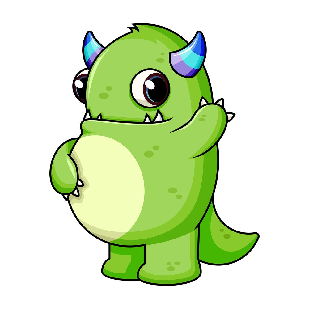 Green monster. PNG - JPG and vector EPS (infinitely scalable). Image isolated on transparent background.