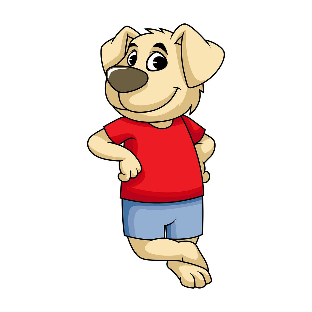 Dog cartoon character leaning on something. PNG - JPG and vector EPS (infinitely scalable). Image isolated on transparent background.