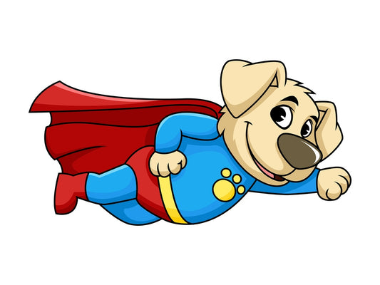 Character cartoon character dog superhero. PNG - JPG and vector EPS (infinitely scalable). Image isolated on transparent background.